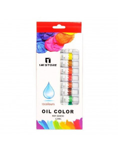 Pintura al óleo 12 colores, 12 ml, kit de tubos de  pinturas para dibujar sobre tela, cartón, madera..., creatividad, arte, afic