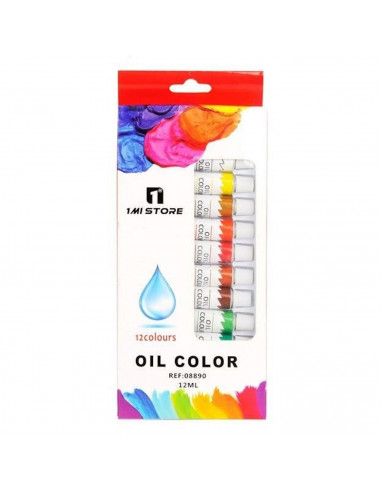 Pintura al óleo 12 colores, 12 ml, kit de tubos de  pinturas para dibujar sobre tela, cartón, madera..., creatividad, arte, afic