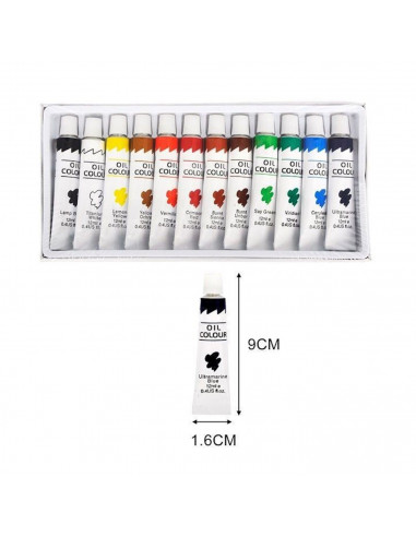 Pintura al óleo 12 colores, 12 ml, kit de tubos de  pinturas para dibujar sobre tela, cartón, madera..., creatividad, arte, afic