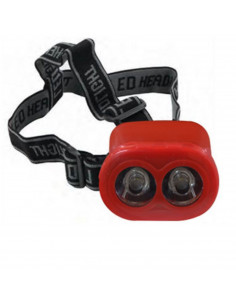 Linterna de cabeza de color rojo con 2 led de 2 W y una potencia de 110 lúmenes, de 5 x 7,5 cm. Cinta con luz para distintas fun