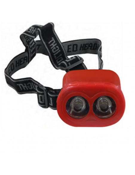 Linterna de cabeza de color rojo con 2 led de 2 W y una potencia de 110 lúmenes, de 5 x 7,5 cm. Cinta con luz para distintas fun
