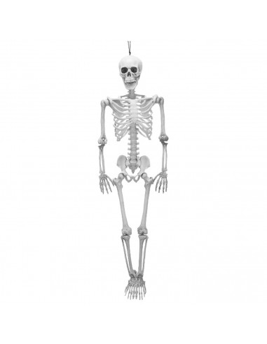Tradineur - Esqueleto colgante para Halloween - Fabricado en plástico - Adorno para decoración - Longitud 48 cm - Color Blanco