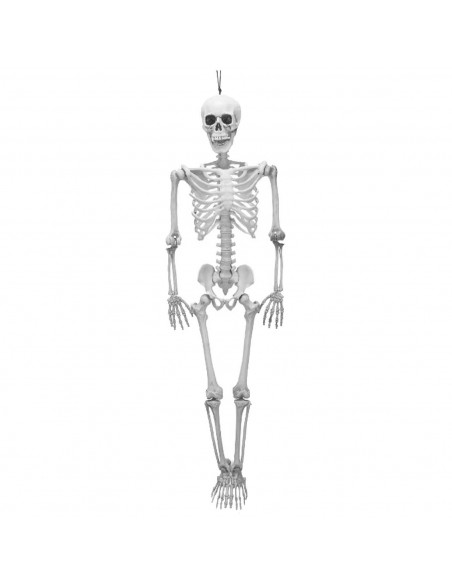 Tradineur - Esqueleto colgante para Halloween - Fabricado en plástico - Adorno para decoración - Longitud 48 cm - Color Blanco Tradineur - Esqueleto colgante para Halloween - Fabricado en plástico - Adorno para decoración - Longitud 48 cm - Color Blanco
