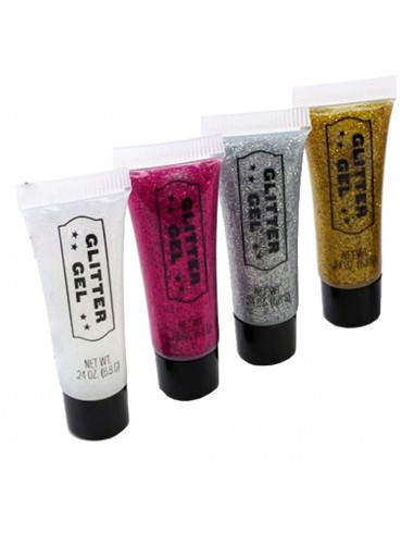 Tradineur - Blíster de maquillaje de Halloween - Incluye: 4 Brillantinas, 6 colores para pintar la cara, 2 esponjas y 1 pincel -