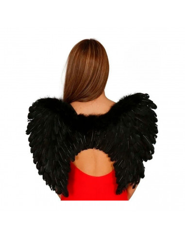 Tradineur - Alas de ángel con plumas y tirantes elásticos, complemento para disfraz de Halloween, carnaval, cosplay, fiestas, na
