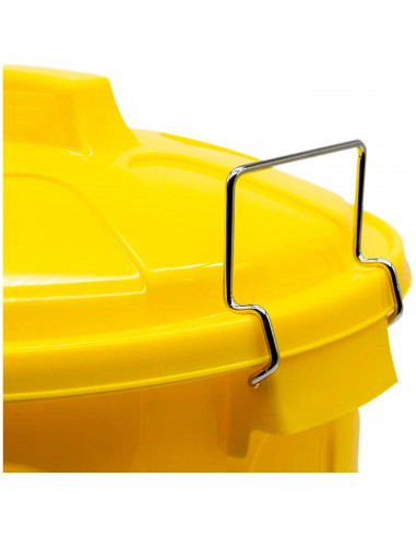 Tradineur - Cubo de basura con tapa y asas metálicas, 31 litros, plástico, contenedor de residuos, papelera, reciclaje, industri