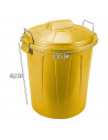 Tradineur - Cubo de basura con tapa y asas metálicas, 31 litros, plástico, contenedor de residuos, papelera, reciclaje, industri