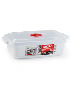 Tradineur - Fiambrera Modelo Micro - Fabricado en plástico - Capacidad de 1,6 Litros - Apta para microondas y lavavajillas - 7,5