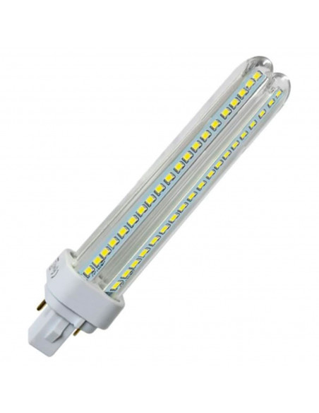 Tradineur - Bombilla LED, modelo maíz, G24, 2 tubos, 15W equivalente a 150W, luz blanca fría, 6400K, 1350 lm, 20000h, eficiencia