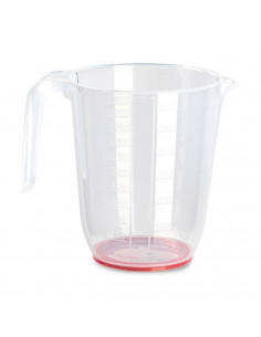 Tradineur - Jarra Medidora transparente con asa - Fabricada en plástico - Capacidad de 1 L - Base antideslizante - 14,5 x 16 x 8
