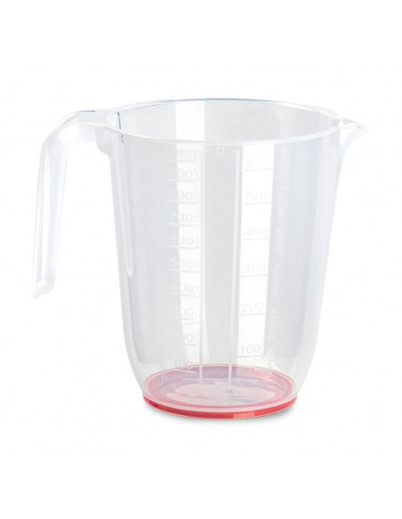 Tradineur - Jarra Medidora transparente con asa - Fabricada en plástico - Capacidad de 1 L - Base antideslizante - 14,5 x 16 x 8