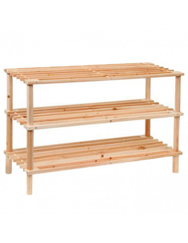Tradineur - Zapatero de madera 3 niveles. Estantería, mueble zapatero de madera 3 alturas multiuso, soporte para zapatos, recibi