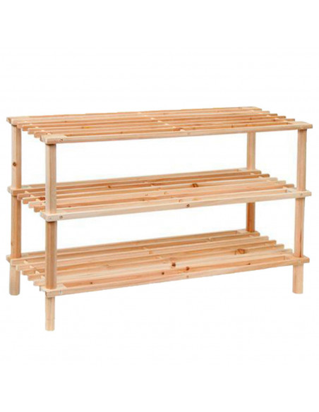 Tradineur - Zapatero de madera 3 niveles. Estantería, mueble zapatero de madera 3 alturas multiuso, soporte para zapatos, recibi
