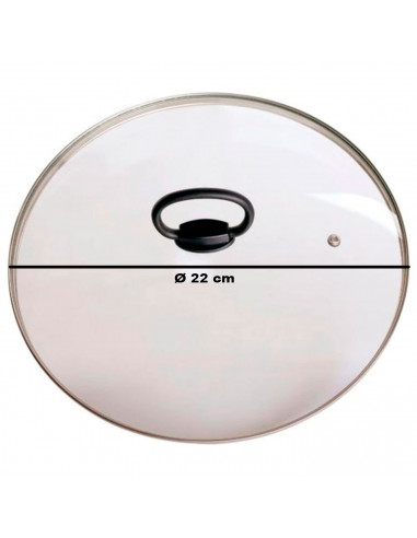 Tradineur - Tapa para olla de vidrio templado y acero inoxidable, incluye pomo plegable y válvula para salida de vapor, apta par