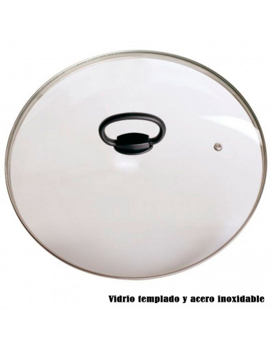 Tradineur - Tapa para olla de vidrio templado y acero inoxidable, incluye pomo plegable y válvula para salida de vapor, apta par