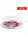 Tradineur - Tartera redonda de plástico, tapa transparente, recipiente para transportar tartas, postres, alimentos, fabricada en