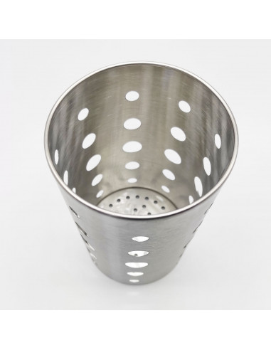 Tradineur - Escurrecubiertos cilíndrico de acero inoxidable, multiusos, escurrir, almacenar utensilios, cocina, apto para lavava
