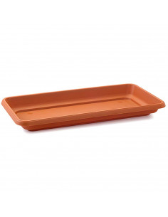Tradineur - Plato jardinera de 80 cm plástico, marrón, macetero, maceta para plantas y flores rectangular de plástico.  6 x 36,5