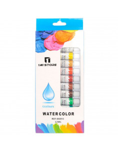 Pintura de acuarela, 12 colores, 12 ml, kit de pinturas para dibujar sobre tela, cartón, madera..., creatividad, arte, aficionad