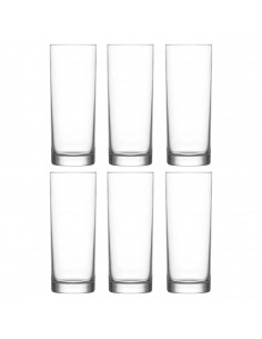 Tradineur - Caja de 6 vasos modelo Liberty - Fabricación en cristal resistente - Apto para lavavajillas - 295 ML - Ø 6,5 x 13,