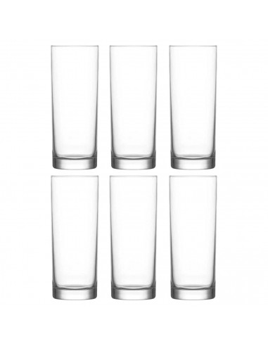 Tradineur - Caja de 6 vasos modelo Liberty - Fabricación en cristal resistente - Apto para lavavajillas - 295 ML - Ø 6,5 x 13,