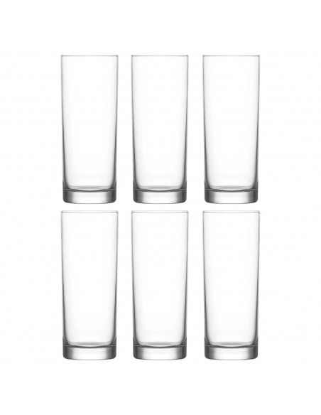 Tradineur - Caja de 6 vasos modelo Liberty - Fabricación en cristal resistente - Apto para lavavajillas - 295 ML - Ø 6,5 x 13,