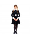 Tradineur - Disfraz infantil de Miércoles Addams, Strange Girl, 100% poliéster, incluye vestido y cinturón, Halloween, carnaval,