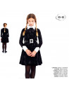 Tradineur - Disfraz infantil de Miércoles Addams, Strange Girl, 100% poliéster, incluye vestido y cinturón, Halloween, carnaval,
