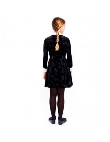 Tradineur - Disfraz de Miércoles Addams para adolescente, modelo Strange Girl, poliéster, incluye vestido y cinturón, Halloween,