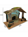 Tradineur - Cueva/Portal de belén de madera, pesebre, cueva con tejado para nacimiento - figura de navidad, decoración navideña