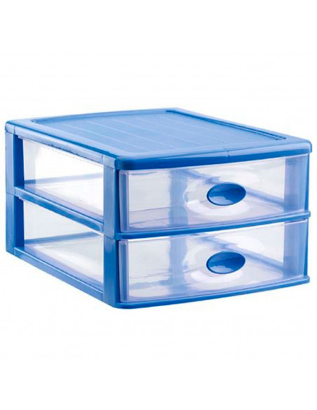 Tradineur - Cajonera de sobremesa, modelo Loira, 2 cajones transparentes, plástico, torre almacenaje multiusos, oficina, baño, f Tradineur - Cajonera de sobremesa, modelo Loira, 2 cajones transparentes, plástico, torre almacenaje multiusos, oficina, baño, f