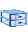 Tradineur - Cajonera de sobremesa, modelo Loira, 2 cajones transparentes, plástico, torre almacenaje multiusos, oficina, baño, f