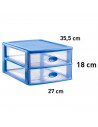 Tradineur - Cajonera de sobremesa, modelo Loira, 2 cajones transparentes, plástico, torre almacenaje multiusos, oficina, baño, f