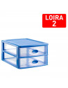 Tradineur - Cajonera de sobremesa, modelo Loira, 2 cajones transparentes, plástico, torre almacenaje multiusos, oficina, baño, f