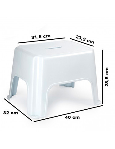 Tradineur - Taburete rectangular de plástico, modelo Pocket, asiento antideslizante de 31,5 x 23,5 cm, escalón, reposapiés, peld