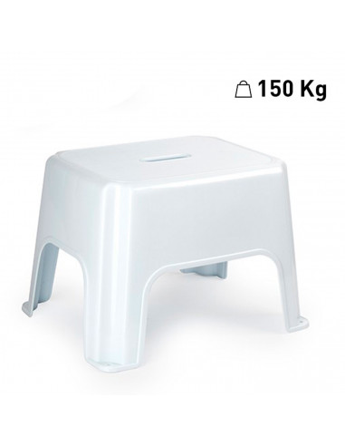 Tradineur - Taburete rectangular de plástico, modelo Pocket, asiento antideslizante de 31,5 x 23,5 cm, escalón, reposapiés, peld