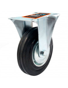 Tradineur - Rueda fija para muebles, 5'', hierro y goma, incluye placa de montaje, rueda de transporte para cargas pesadas, in