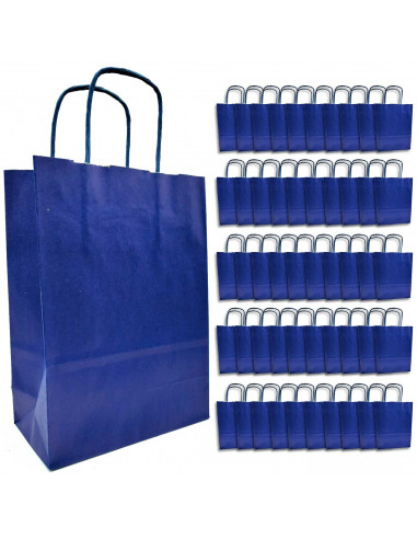 Tradineur - Pack de 50 bolsa Kraft "XS" - Ideal para guardar tus regalos de navidad, fin de años o año nuevo - 18 x 24 cm - Colo