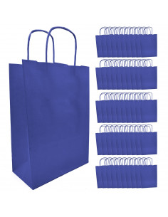 Tradineur - Pack de 50 bolsa Kraft "XS" - Ideal para guardar tus regalos de navidad, fin de años o año nuevo - 18 x 24 cm - Colo
