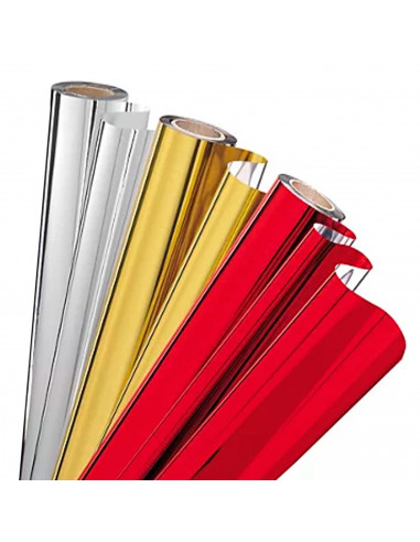 Tradineur - Pack de 3 rollos de envoltorio de regalo, plástico, Unicolor Metalizado, láminas, hojas para envolver regalos, cumpl