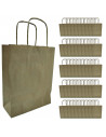 Tradineur - Pack de 50 bolsa Kraft "S" - Ideal para guardar tus regalos de navidad, fin de años o año nuevo - 24 x 32 cm - Color