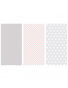 Tradineur - Pack de 3 rollos de envoltorio de regalo, plástico transparente decorado, láminas, hojas para envolver regalos, cump