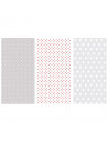 Tradineur - Pack de 3 rollos de envoltorio de regalo, plástico transparente decorado, láminas, hojas para envolver regalos, cump