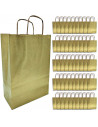 Tradineur - Pack de 50 bolsa Kraft "S" - Ideal para guardar tus regalos de navidad, fin de años o año nuevo - 24 x 32 cm - Color