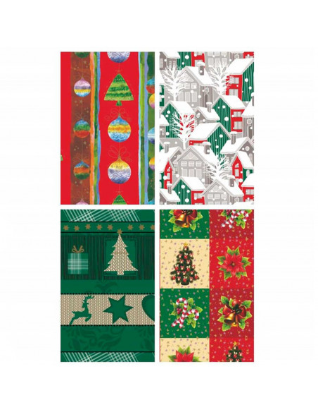 Tradineur - Pack de 4 rollos de papel de regalo, modelo Navidad, láminas, hojas para envolver regalos, cumpleaños, decoración, 1