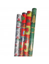 Tradineur - Pack de 4 rollos de papel de regalo, modelo Navidad, láminas, hojas para envolver regalos, cumpleaños, decoración, 1