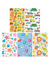 Tradineur - Pack de 5 rollos de papel de regalo, modelo Infantil, láminas, hojas para envolver regalos, cumpleaños, Navidad, 70