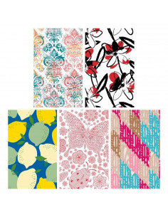 Tradineur - Pack de 5 rollos de papel de regalo, modelo Chic, láminas, hojas para envolver regalos, cumpleaños, Navidad, 70 x 20