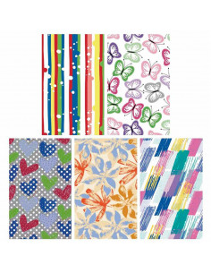 Tradineur - Pack de 5 rollos de papel de regalo, modelo Todo Año, láminas, hojas para envolver regalos, cumpleaños, Navidad, 70