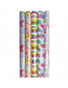 Tradineur - Pack de 5 rollos de papel de regalo, modelo Todo Año, láminas, hojas para envolver regalos, cumpleaños, Navidad, 70